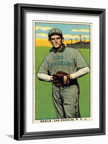 Los Angeles, CA, Los Angeles Pacific Coast League, Nagle, Baseball Card-Lantern Press-Framed Art Print