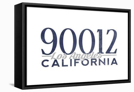 Los Angeles, California - 90012 Zip Code (Blue)-Lantern Press-Framed Stretched Canvas