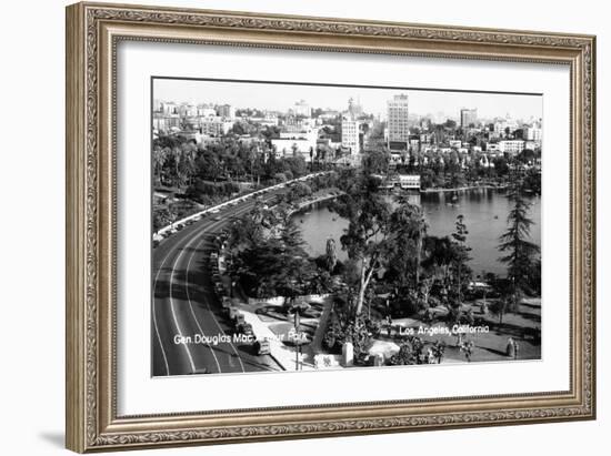 Los Angeles, California - Aerial View of Gen Douglas Mac Arthur Park-Lantern Press-Framed Art Print