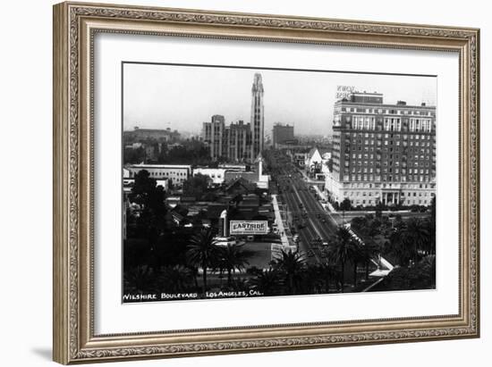 Los Angeles, California - Aerial View of Wilshire Boulevard-Lantern Press-Framed Art Print