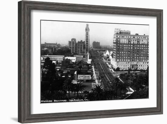 Los Angeles, California - Aerial View of Wilshire Boulevard-Lantern Press-Framed Art Print