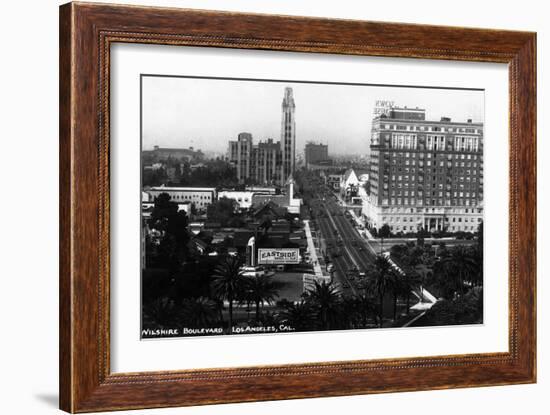 Los Angeles, California - Aerial View of Wilshire Boulevard-Lantern Press-Framed Art Print