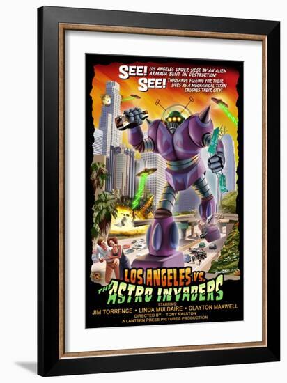 Los Angeles, California - Astro Invaders-Lantern Press-Framed Art Print