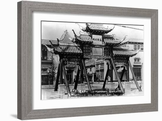 Los Angeles, California - Chinatown; Gate of Maternal Virtue on Broadway-Lantern Press-Framed Art Print