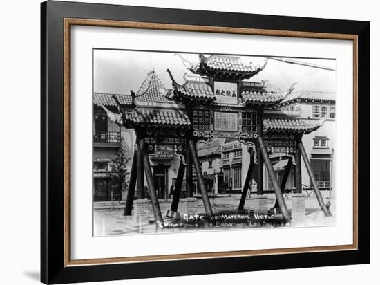 Los Angeles, California - Chinatown; Gate of Maternal Virtue on Broadway-Lantern Press-Framed Art Print