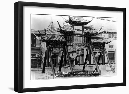 Los Angeles, California - Chinatown; Gate of Maternal Virtue on Broadway-Lantern Press-Framed Art Print