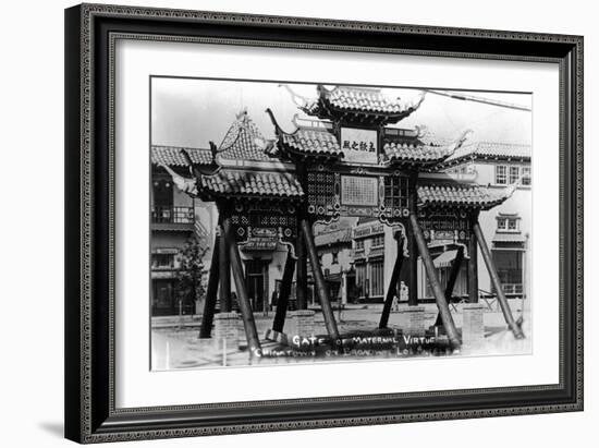 Los Angeles, California - Chinatown; Gate of Maternal Virtue on Broadway-Lantern Press-Framed Art Print