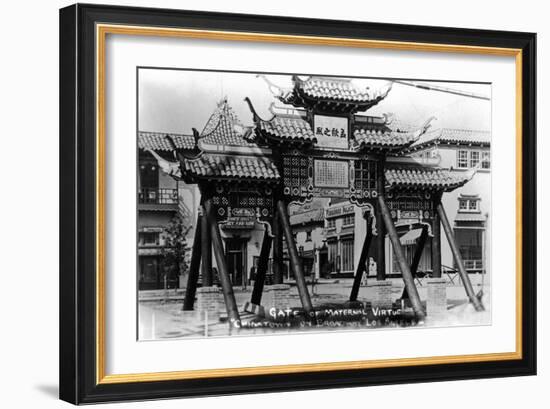 Los Angeles, California - Chinatown; Gate of Maternal Virtue on Broadway-Lantern Press-Framed Art Print