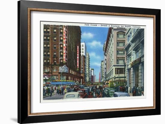 Los Angeles, California - Crowds at Seventh and Broadway-Lantern Press-Framed Art Print