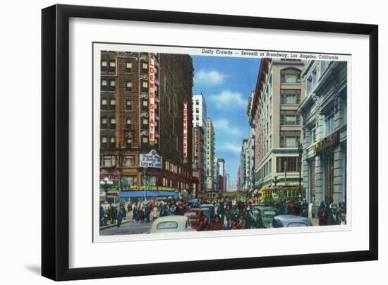 Los Angeles, California - Crowds at Seventh and Broadway-Lantern Press-Framed Art Print