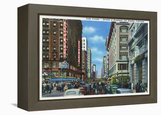 Los Angeles, California - Crowds at Seventh and Broadway-Lantern Press-Framed Stretched Canvas