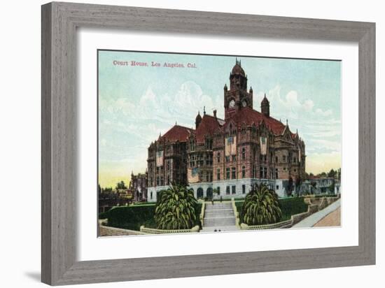 Los Angeles, California - Exterior View of the Court House-Lantern Press-Framed Art Print