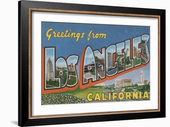 Los Angeles, California - Large Letter Scenes-Lantern Press-Framed Art Print