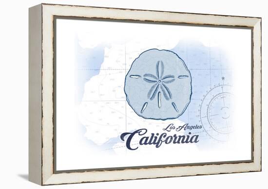 Los Angeles, California - Sand Dollar - Blue - Coastal Icon-Lantern Press-Framed Stretched Canvas