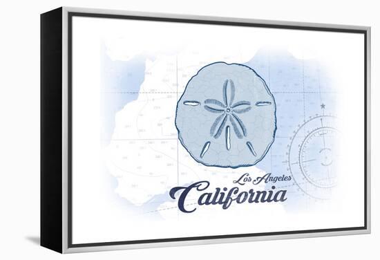 Los Angeles, California - Sand Dollar - Blue - Coastal Icon-Lantern Press-Framed Stretched Canvas