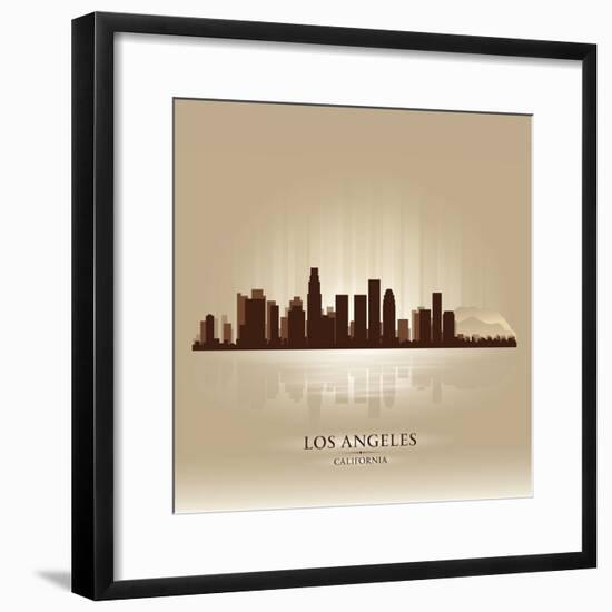 Los Angeles, California Skyline City Silhouette-Yurkaimmortal-Framed Premium Giclee Print