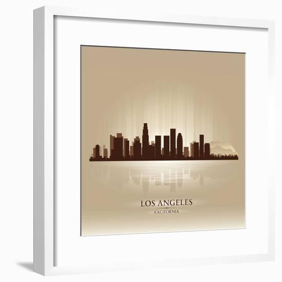 Los Angeles, California Skyline City Silhouette-Yurkaimmortal-Framed Premium Giclee Print