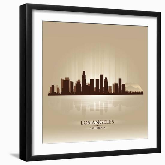 Los Angeles, California Skyline City Silhouette-Yurkaimmortal-Framed Premium Giclee Print