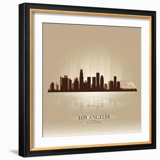 Los Angeles, California Skyline City Silhouette-Yurkaimmortal-Framed Art Print