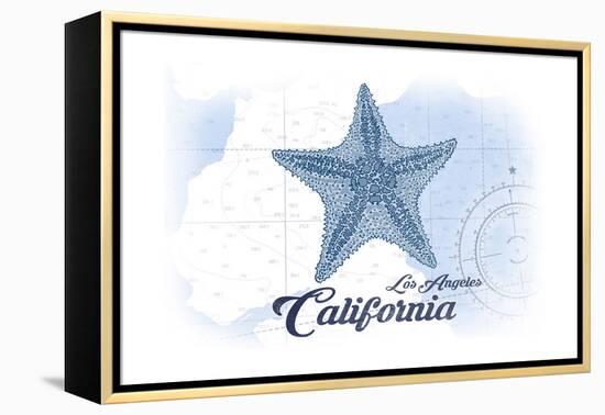 Los Angeles, California - Starfish - Blue - Coastal Icon-Lantern Press-Framed Stretched Canvas