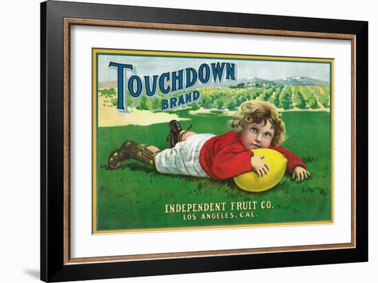 Los Angeles, California, Touchdown Brand Citrus Label-Lantern Press-Framed Art Print