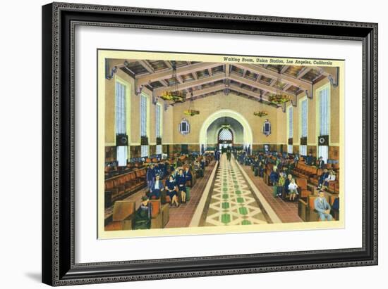 Los Angeles, California - Union Station Interior View of Waiting Room-Lantern Press-Framed Art Print