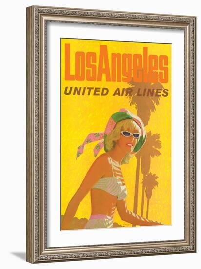 Los Angeles, California - United Air Lines - Vintage Airline Travel Poster, 1960s-Stan Galli-Framed Art Print