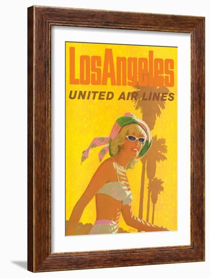 Los Angeles, California - United Air Lines - Vintage Airline Travel Poster, 1960s-Stan Galli-Framed Art Print