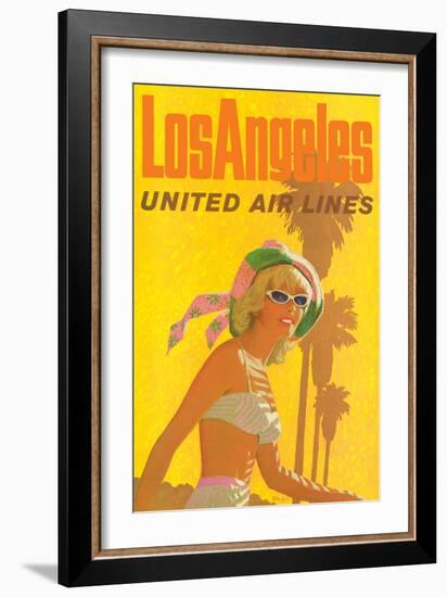 Los Angeles, California - United Air Lines - Vintage Airline Travel Poster, 1960s-Stan Galli-Framed Art Print