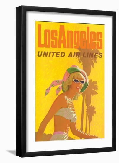 Los Angeles, California - United Air Lines - Vintage Airline Travel Poster, 1960s-Stan Galli-Framed Art Print