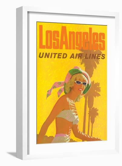 Los Angeles, California - United Air Lines - Vintage Airline Travel Poster, 1960s-Stan Galli-Framed Art Print