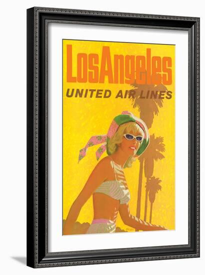 Los Angeles, California - United Air Lines - Vintage Airline Travel Poster, 1960s-Stan Galli-Framed Art Print