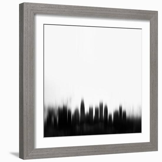 Los Angeles City Skyline - Black-NaxArt-Framed Art Print