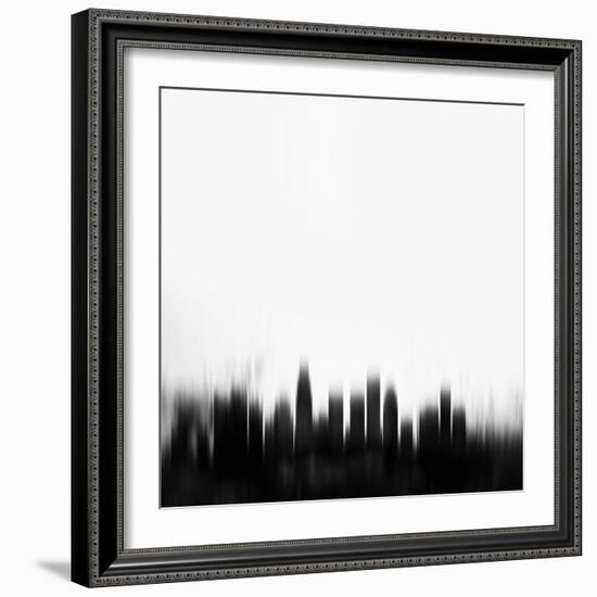 Los Angeles City Skyline - Black-NaxArt-Framed Art Print
