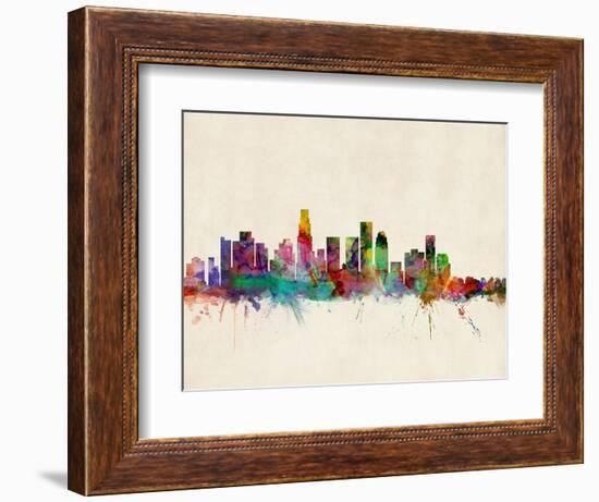 Los Angeles City Skyline-Michael Tompsett-Framed Art Print