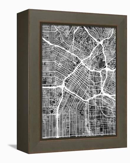 Los Angeles City Street Map-Michael Tompsett-Framed Stretched Canvas