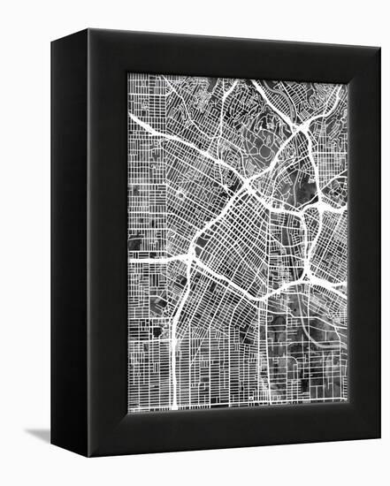 Los Angeles City Street Map-Michael Tompsett-Framed Stretched Canvas