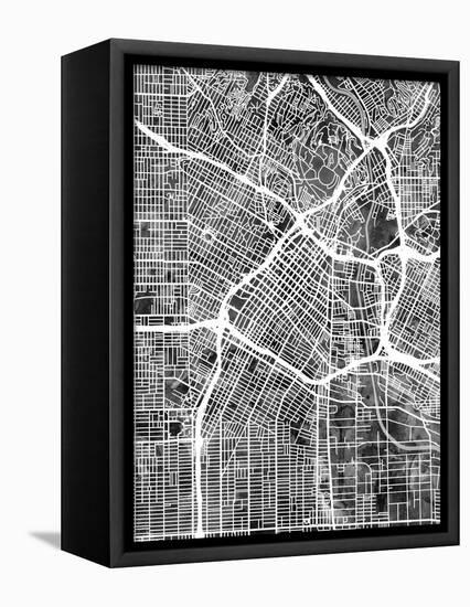 Los Angeles City Street Map-Michael Tompsett-Framed Stretched Canvas