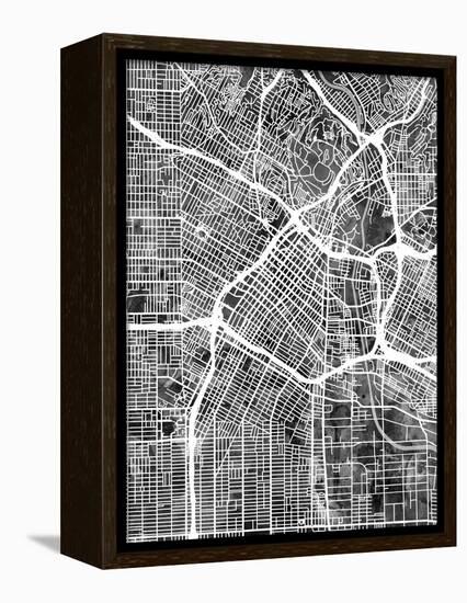 Los Angeles City Street Map-Michael Tompsett-Framed Stretched Canvas