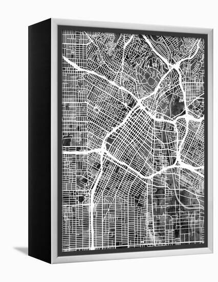 Los Angeles City Street Map-Michael Tompsett-Framed Stretched Canvas