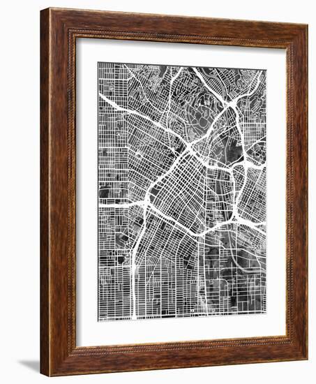 Los Angeles City Street Map-Michael Tompsett-Framed Art Print