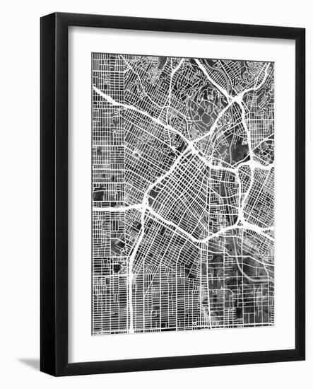 Los Angeles City Street Map-Michael Tompsett-Framed Art Print