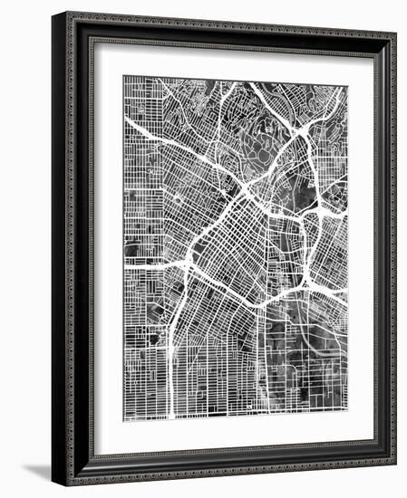 Los Angeles City Street Map-Michael Tompsett-Framed Art Print