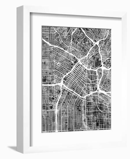 Los Angeles City Street Map-Michael Tompsett-Framed Art Print