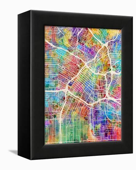 Los Angeles City Street Map-Tompsett Michael-Framed Stretched Canvas