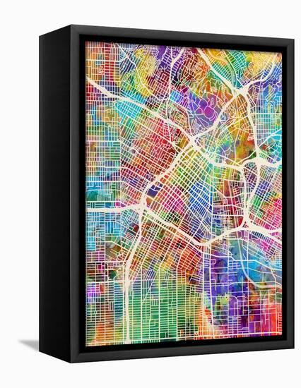 Los Angeles City Street Map-Tompsett Michael-Framed Stretched Canvas