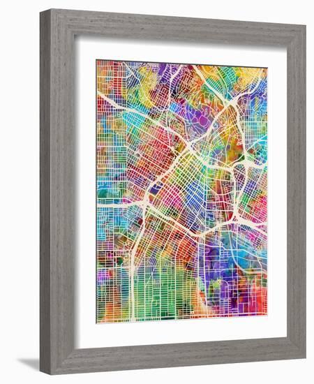 Los Angeles City Street Map-Tompsett Michael-Framed Art Print