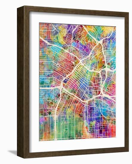 Los Angeles City Street Map-Tompsett Michael-Framed Art Print