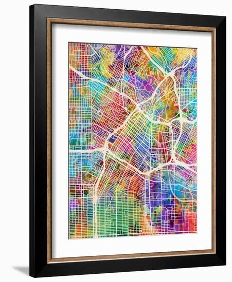 Los Angeles City Street Map-Tompsett Michael-Framed Art Print