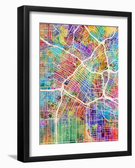 Los Angeles City Street Map-Tompsett Michael-Framed Art Print